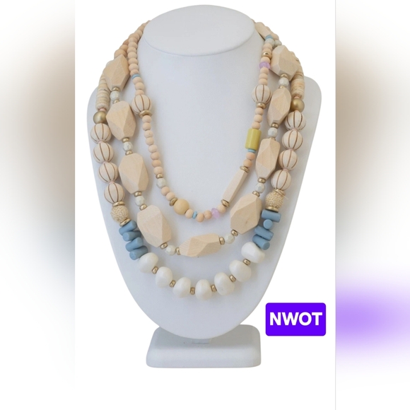 Plunder Jewelry - Plunder Marielle 3-Strand Wood Bead Necklace - NWOT